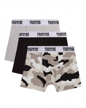 Trapstar 3 Pack Boxer Short Sort Grå Camo | TS-65185