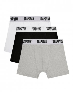 Trapstar 3 Pack Boxer Short Sort Hvide Grå | TS-65183