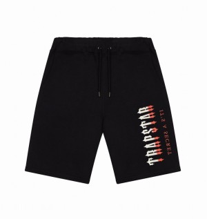 Trapstar Oversized Decoded Shorts Sort Rød | TS-64911